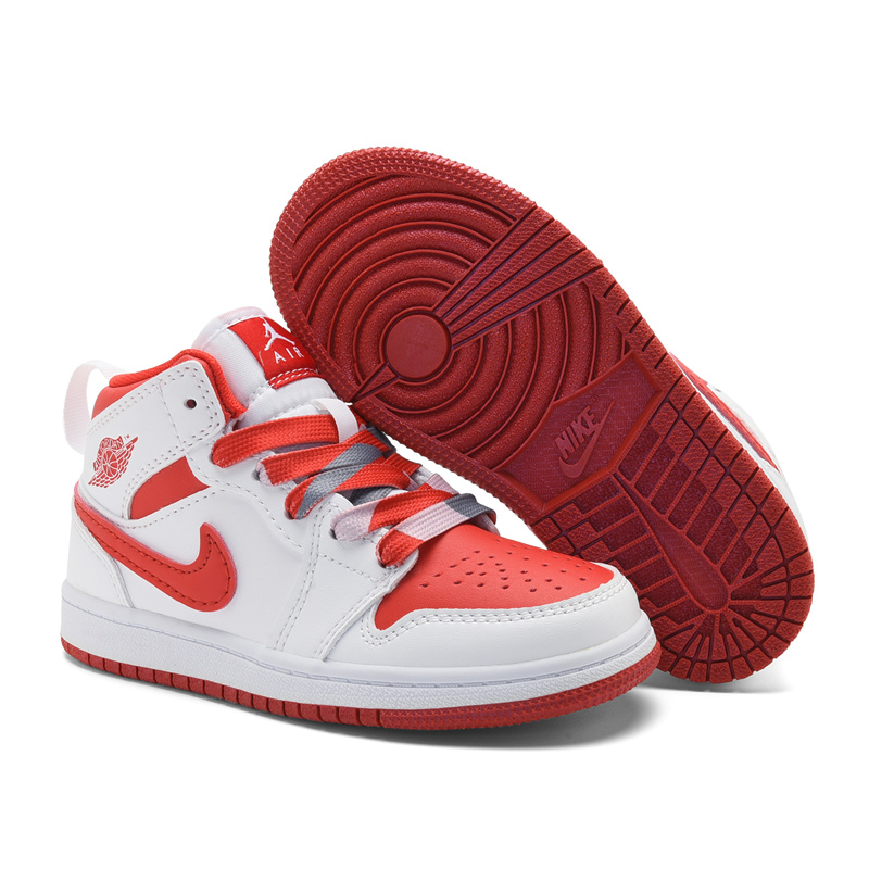 Youth Running Weapon Air Jordan 1 White/Red Shoes 0187 Youth Running Weapon Air Jordan 1 White/Red Shoes 0187